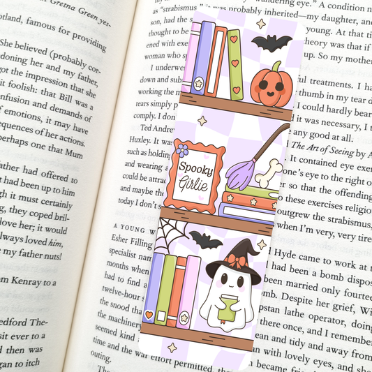 Spooky Girlie Bookshelf Bookmark – Soft Matte Laminated