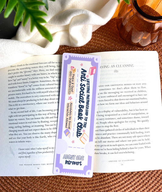Anti Social Book Club Bookmark | Bookish Reader