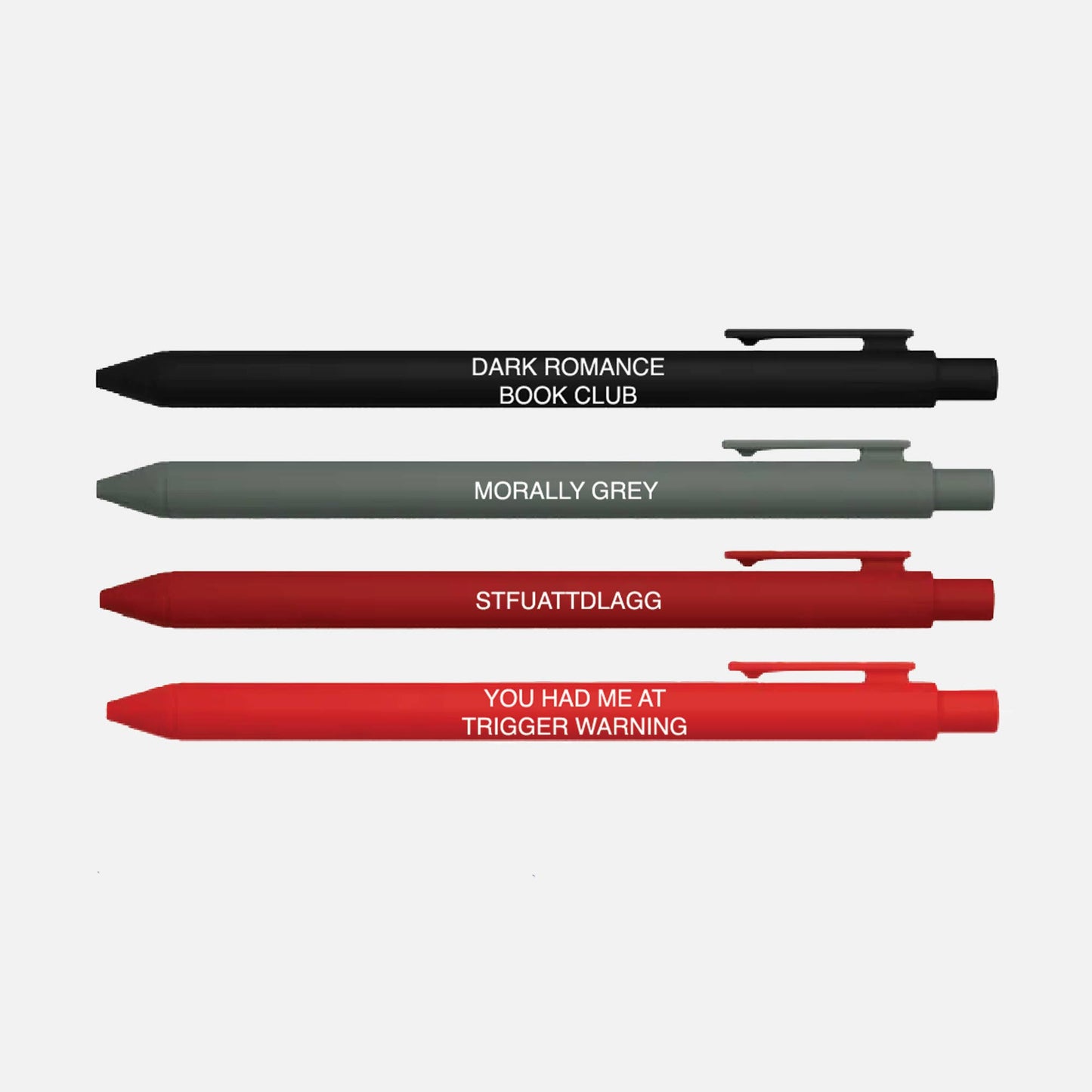 Dark Romance Pen Set – Set of 4 Black Ink Click Pens