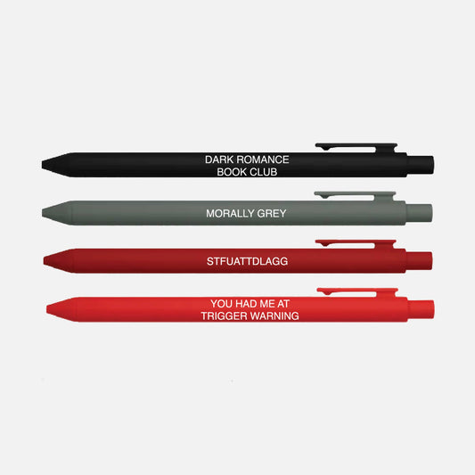 Dark Romance Pen Set – Set of 4 Black Ink Click Pens